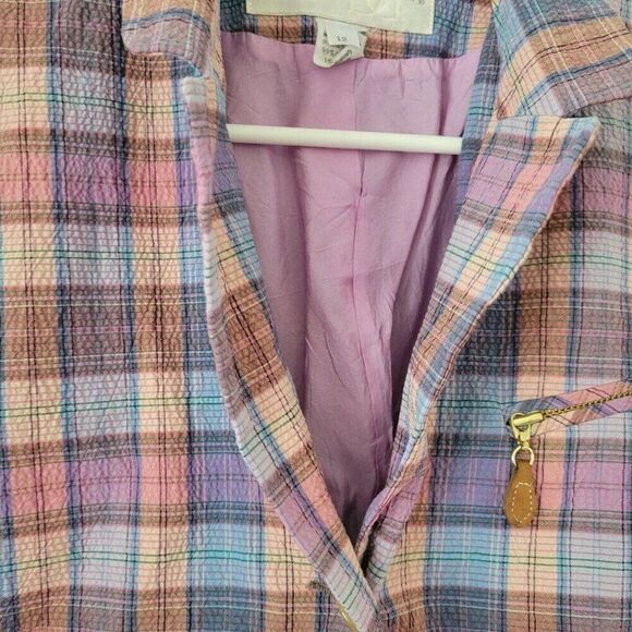 Doncaster Blazer Cotton Lycra Plaid jacket waffle shoulder pads vintage Size 12 - Picture 3 of 13